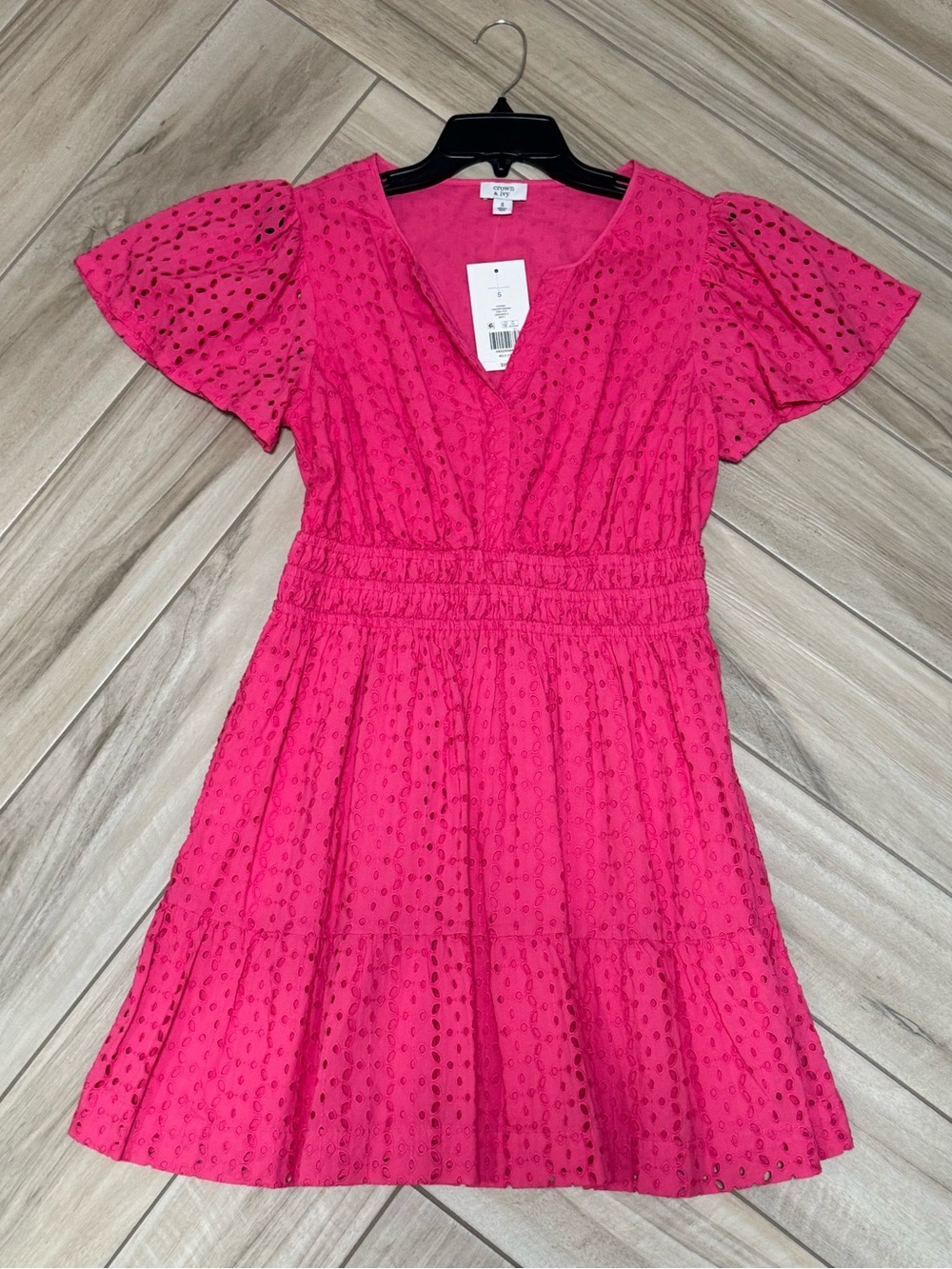 Crown & Ivy Hot Pink Eyelet Dress